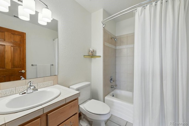 3 Desert Inn Way, Colorado Springs, CO 80921 - full bathroom with toilet, vanity, shower / bath combo, and a textured wall