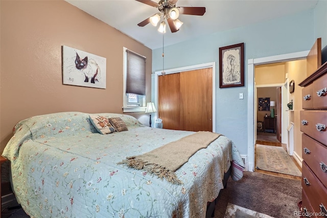 1559 Elm St, Denver, CO 80220 - carpeted bedroom featuring a closet and ceiling fan
