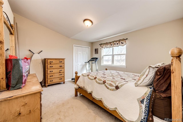 bedroom with carpet floors and a closet