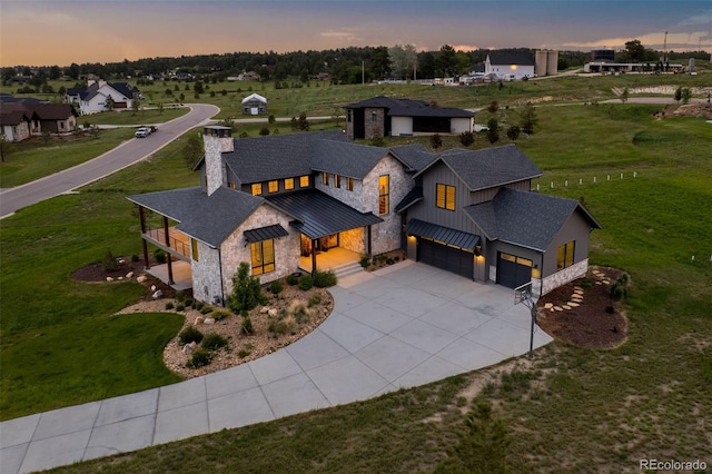 2442 Fox View Trl, Franktown, CO 80116 - aerial view at dusk