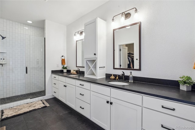 10165 E 59th Ave, Denver, CO 80238 - bathroom with a stall shower, vanity, and recessed lighting
