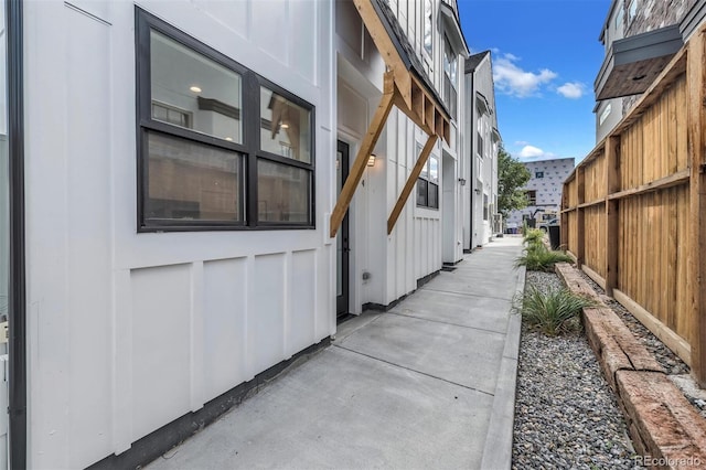 view of side of property with board and batten siding