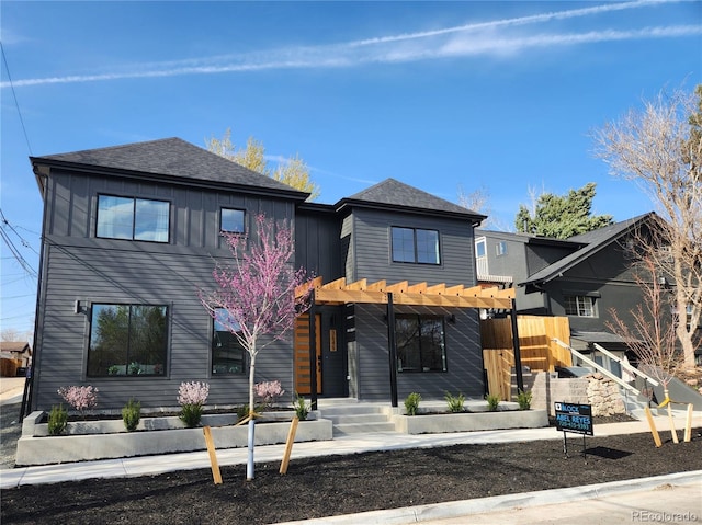 3649 W 21st Ave, Denver, CO 80211 - modern home with a pergola and board and batten siding