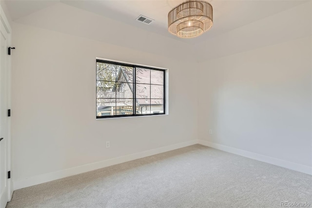 3649 W 21st Ave, Denver, CO 80211 - unfurnished room featuring carpet, baseboards, and a chandelier