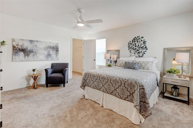 2463 Alpine St, Longmont, CO 80504 - bedroom with carpet, a spacious closet, and ceiling fan