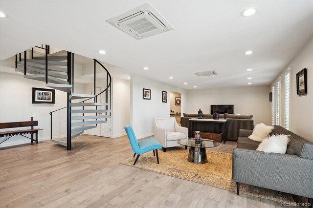 living room with light wood-type flooring