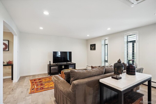 living room featuring light hardwood / wood-style floors