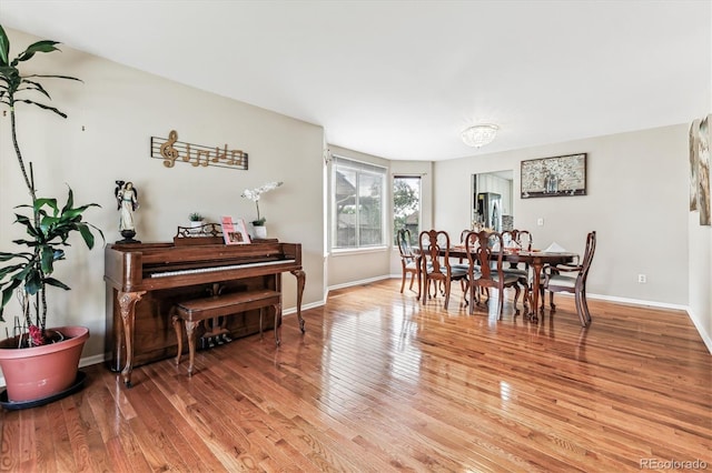 dining space featuring hardwood / wood-style flooring