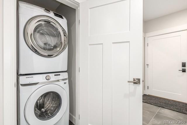 828 Grand Ave Unit 201C, Grand Lake, CO 80447 - washroom featuring stacked washer and clothes dryer