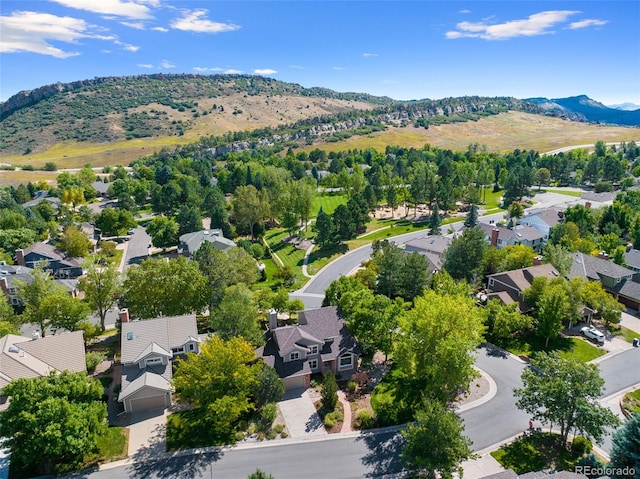 bird's eye view with a mountain view