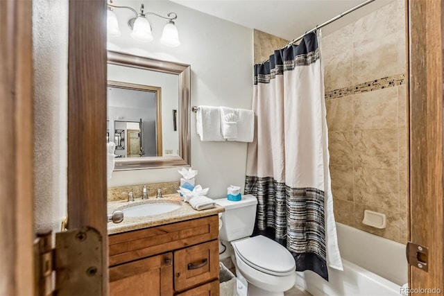 full bathroom featuring vanity, toilet, and shower / bath combo