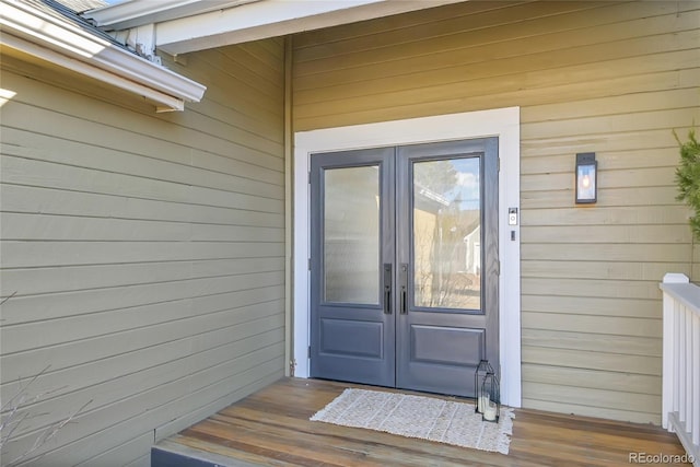 view of exterior entry with french doors