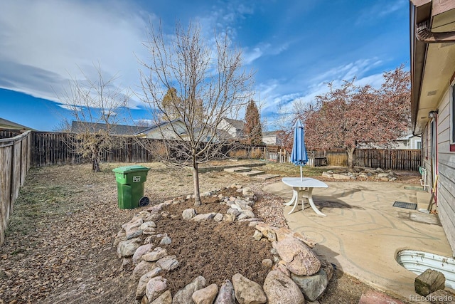 view of yard with a patio area