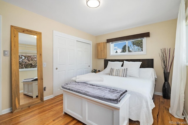 882 E Briarwood Cir, Centennial, CO 80122 - bedroom featuring baseboards, light wood-type flooring, and a closet