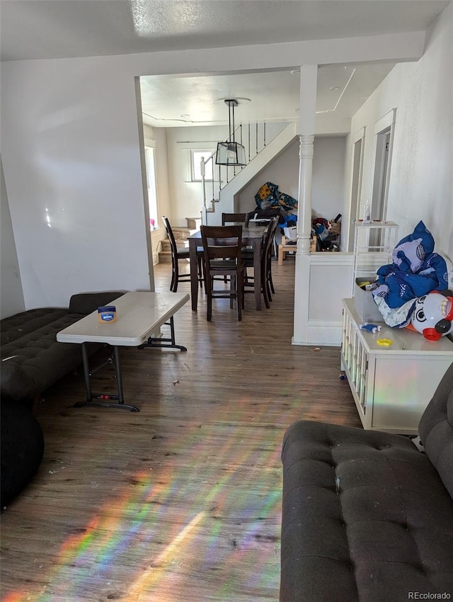 living room with wood-type flooring