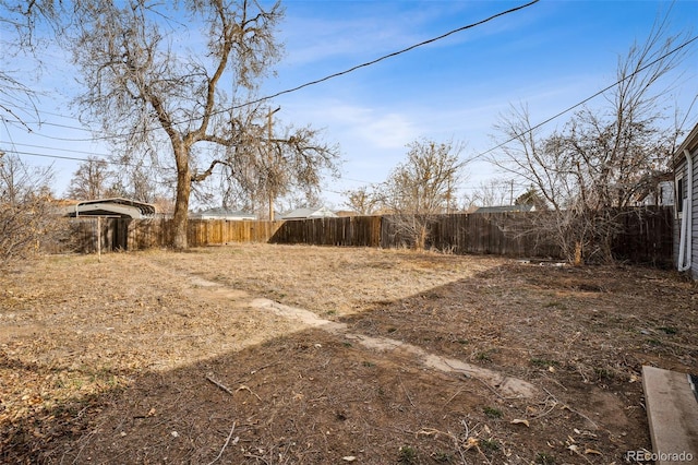 view of yard featuring fence