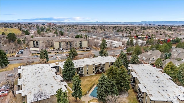 2281 Vaughn Unit 104A, Aurora, CO 80014 - aerial view of property's location with a mountain backdrop and nearby suburban area