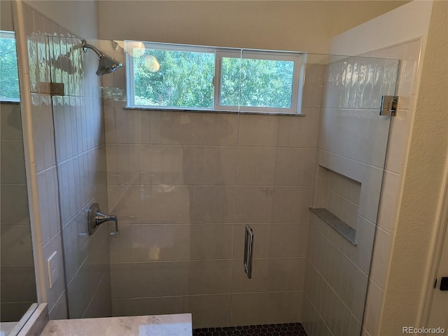 full bath with a shower stall and plenty of natural light