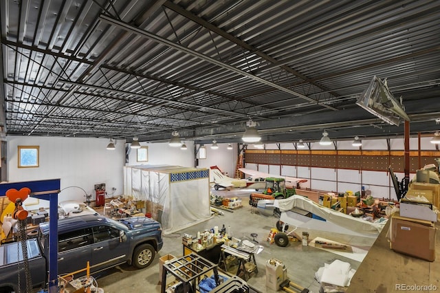 garage featuring metal wall