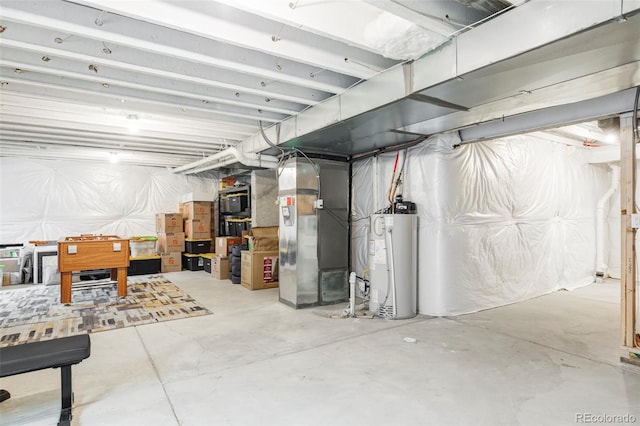 basement with gas water heater