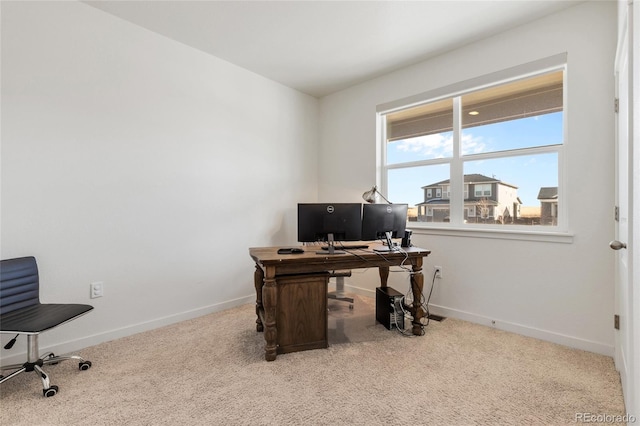 view of carpeted home office