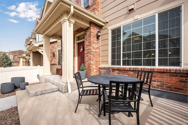 view of patio / terrace with fence and outdoor dining space