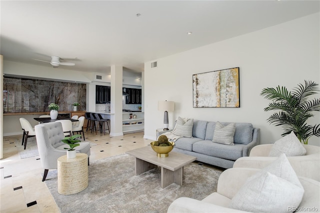 2500 E Cherry Creek S Drive 306, Denver, CO 80209 - living room with a ceiling fan