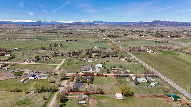 aerial view with a rural view and a mountain view