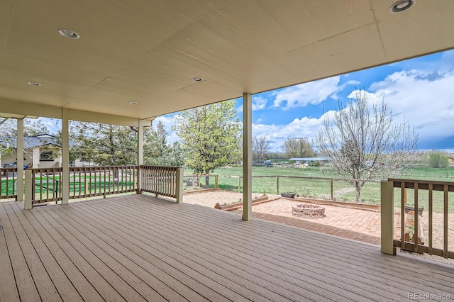 deck featuring a fire pit