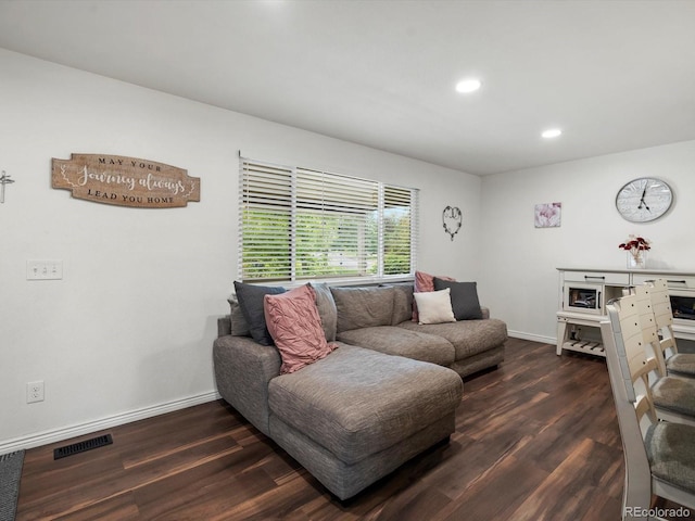 6166 S Dover St, Littleton, CO 80123 - living room with dark wood-type flooring and recessed lighting
