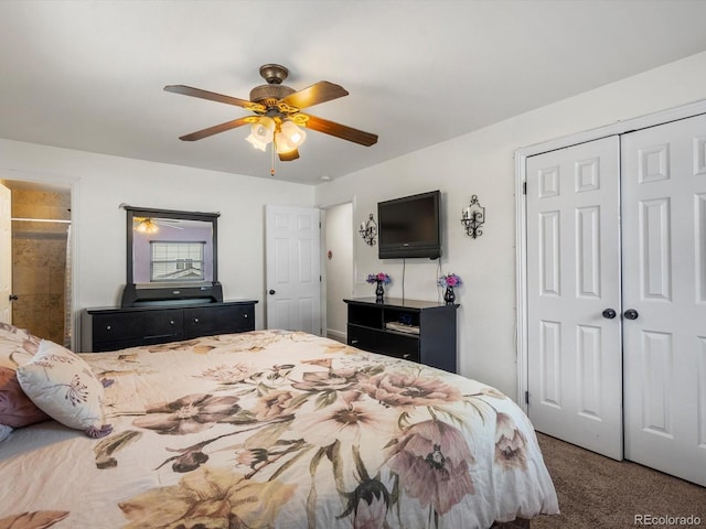 6166 S Dover St, Littleton, CO 80123 - bedroom with carpet flooring, a ceiling fan, and a closet