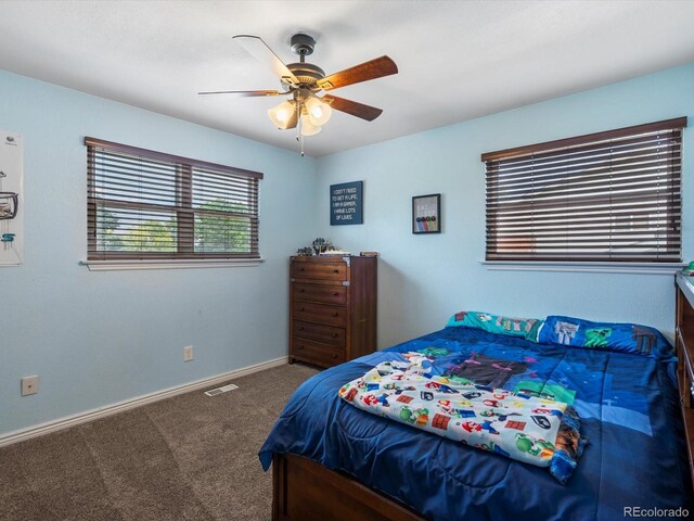 6166 S Dover St, Littleton, CO 80123 - carpeted bedroom featuring baseboards and a ceiling fan