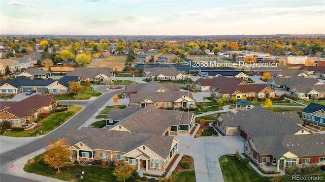 view of aerial view at dusk