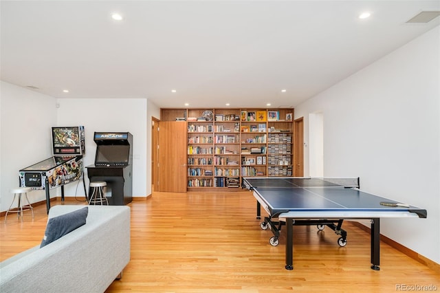 1188 S Sherman St, Denver, CO 80210 - recreation room featuring light wood-style flooring, recessed lighting, and baseboards