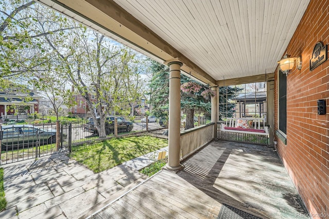 deck featuring covered porch