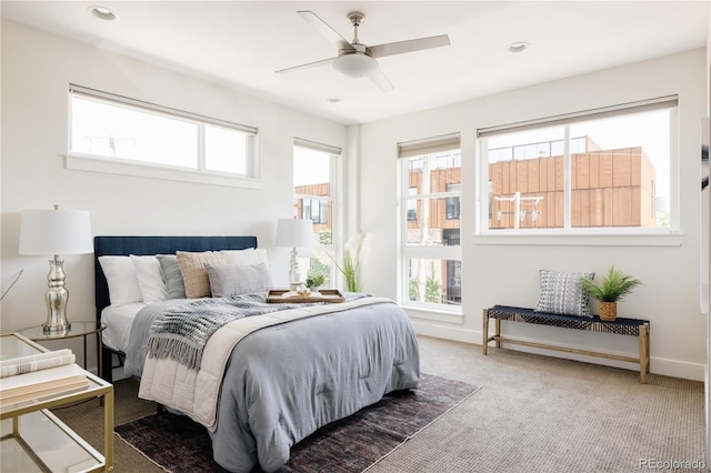 1932 W 32nd Ave, Denver, CO 80211 - bedroom featuring carpet, recessed lighting, and a ceiling fan