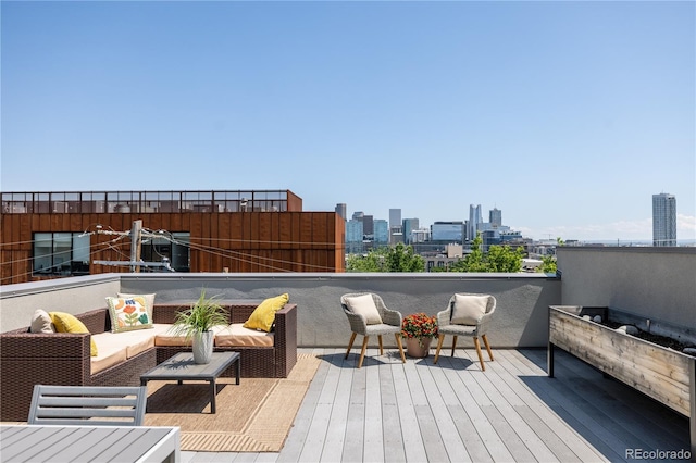 1932 W 32nd Ave, Denver, CO 80211 - wooden terrace with a view of skyline and an outdoor living space
