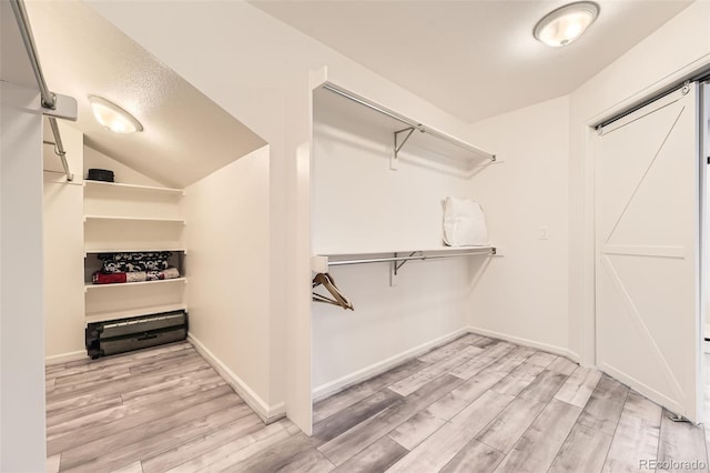 walk in closet featuring wood finished floors