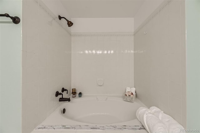 full bathroom with a garden tub