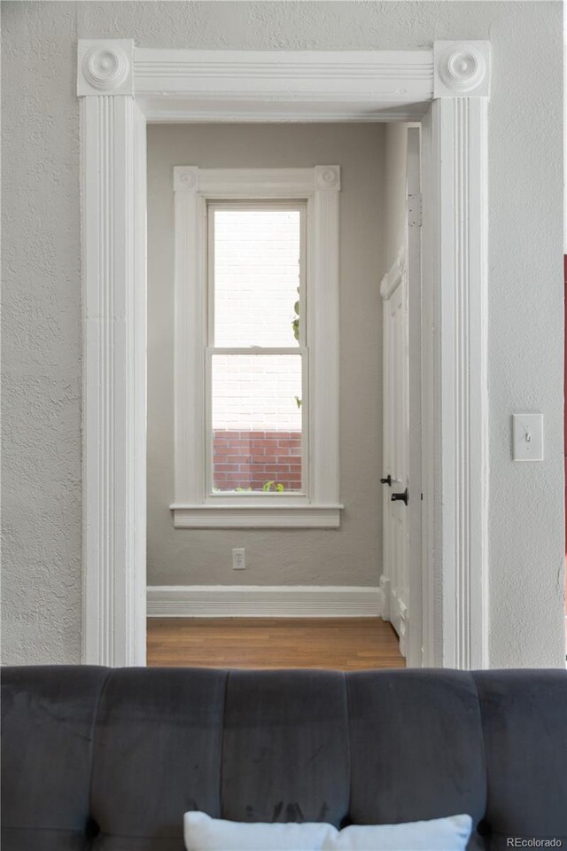 2355 N Emerson St, Denver, CO 80205 - detailed view of wood finished floors and baseboards