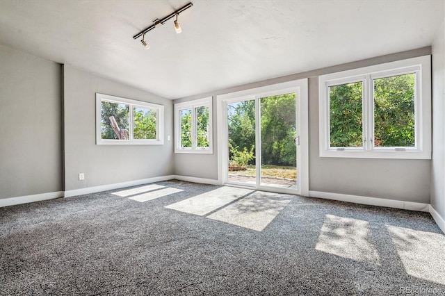 6057 S Windermere Way, Littleton, CO 80120 - carpeted spare room with lofted ceiling and rail lighting