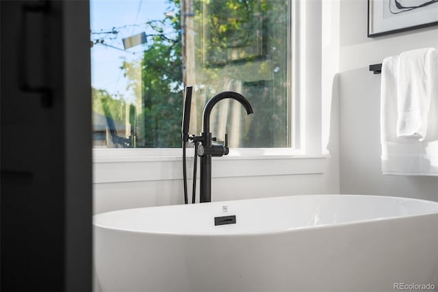 bathroom with a bathing tub and sink