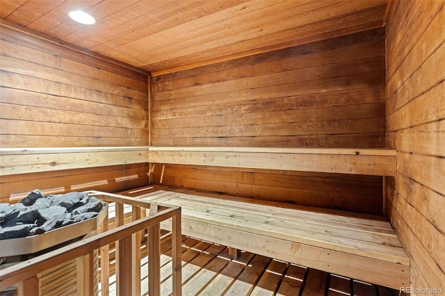 220 E Ln Bonte St Unit 317, Dillon, CO 80435 - relaxing sauna / steam room featuring wood walls, wooden ceiling, and recessed lighting