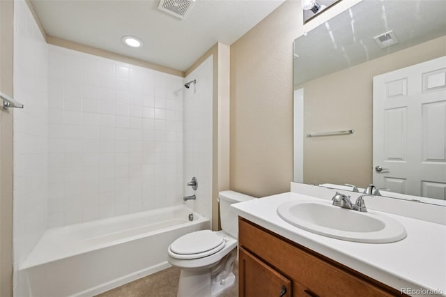 17710 E Emilia Dr, Parker, CO 80134 - full bathroom featuring vanity, tub / shower combination, tile patterned flooring, and recessed lighting