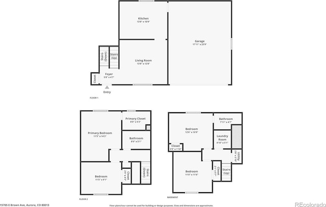 15705 E Brown Ave, Aurora, CO 80013 - view of property floor plan