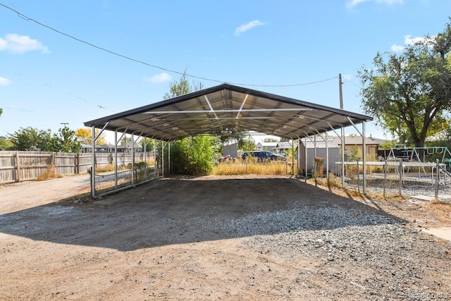 view of parking with a carport