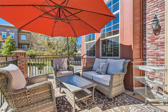 deck featuring outdoor lounge area