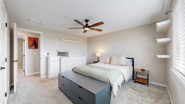 32350 E 137th Way, Brighton, CO 80603 - bedroom featuring light carpet, baseboards, and a ceiling fan