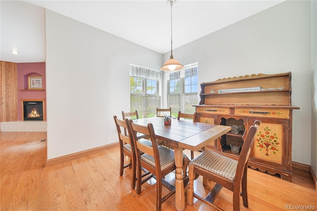 dining area with light wood-type flooring