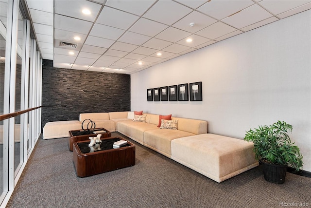 2 Adams St Unit 1504, Denver, CO 80206 - carpeted living area featuring a paneled ceiling